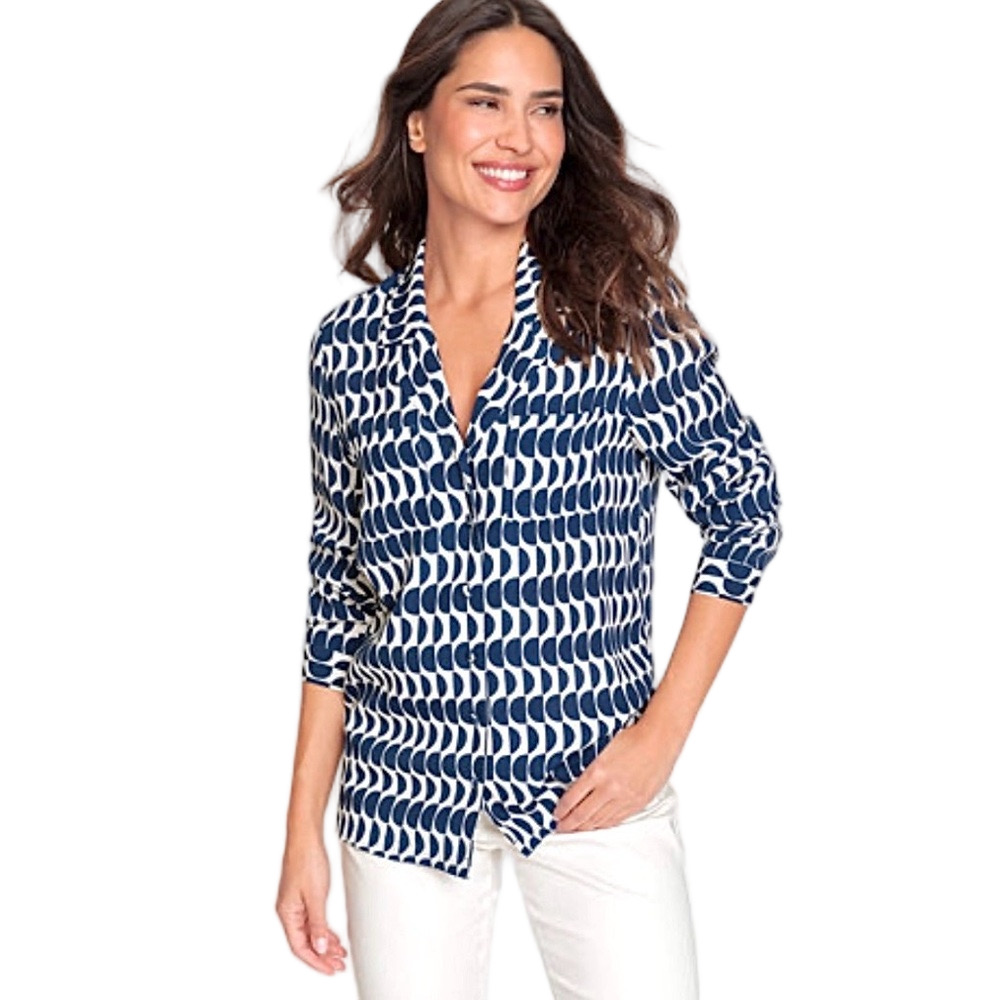 Olsen navy and white shirt